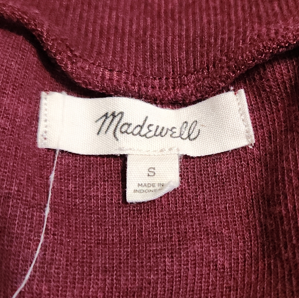 Madewell (Re)sourced Mockneck Puff-Sleeve Top Sweater Burgundy Size Small - Picture 4 of 14
